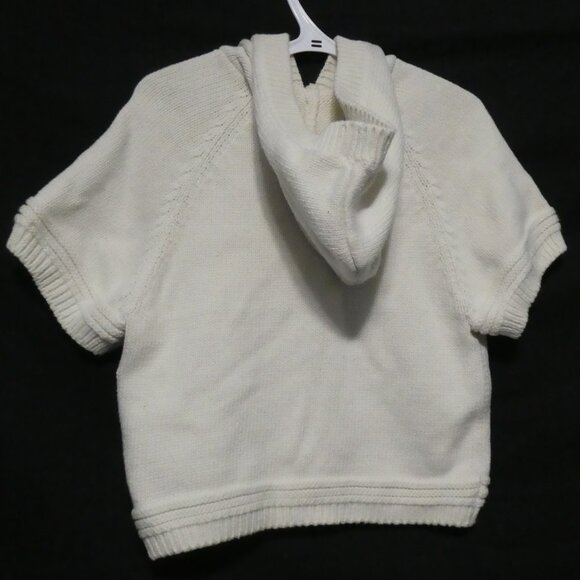 GYMBOREE | xs 3-4 years | White Knit Hooded Short Sleeve Cardigan With Pockets - Picture 3 of 14
